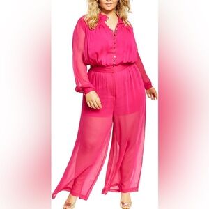 Women's Pink Sheer Jumpsuit